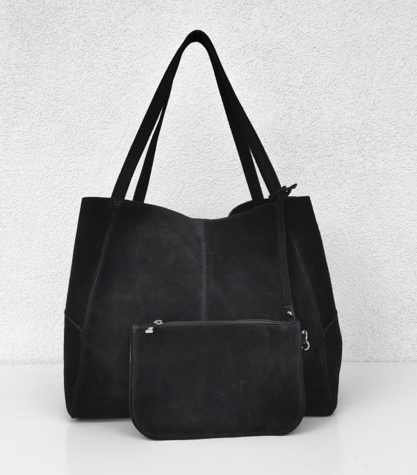 MAXI shopper torba skóra zamszowa czarna