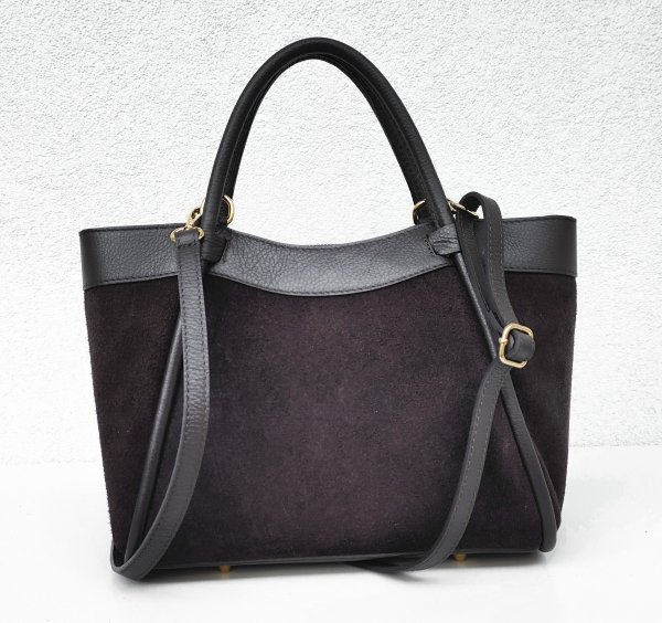 Klasyczna zamszowa torebka kuferek brązowa czekoladowa