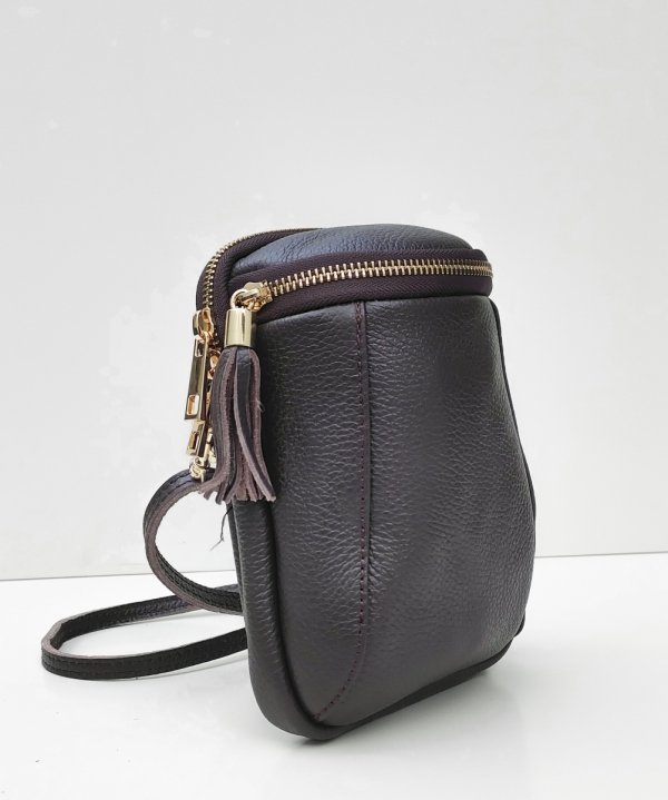 Listonoszka skóra naturalna rowerówka brązowa czekoladowa