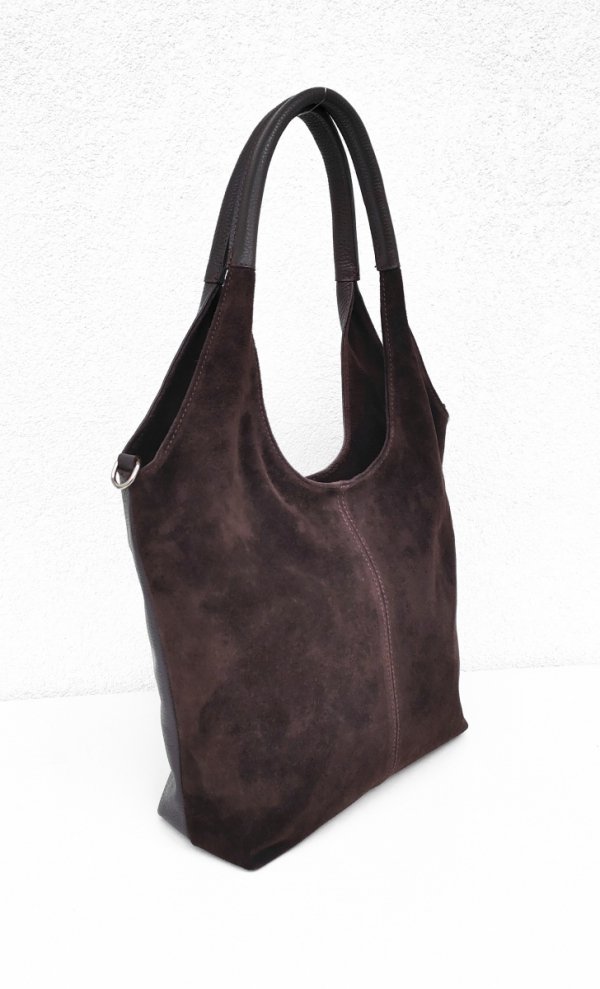 Zamszowy worek brązowy czekoladowy skóra naturalna