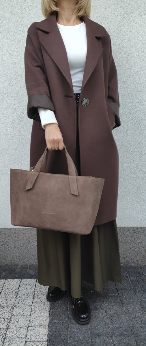 Klasyczna zamszowa torebka brązowa mocha mousse