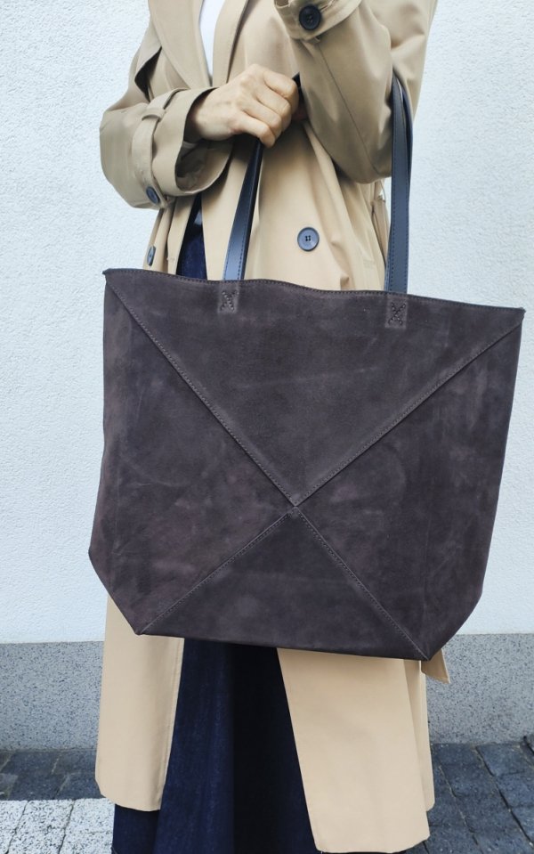 MAXI torba skóra zamszowa brązowa czekoladowa