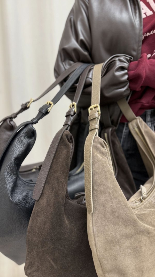 Czekoladowy worek skóra naturalna Laura Biaggi