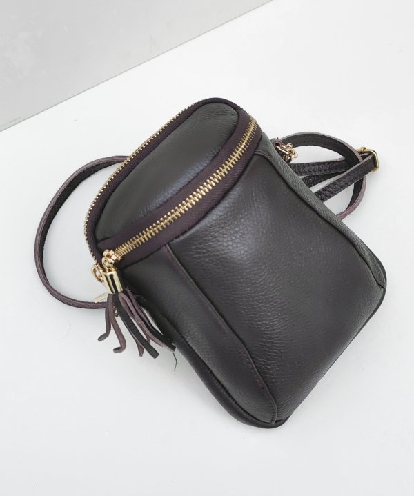 Listonoszka skóra naturalna rowerówka brązowa czekoladowa