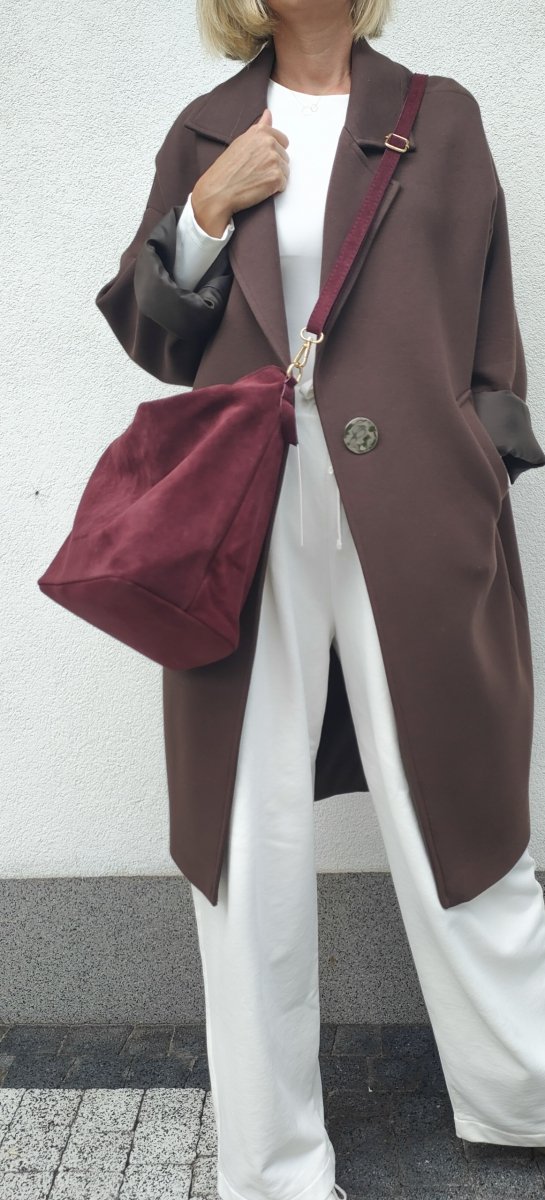 Zamszowy worek skóra bordowy Laura Biaggi