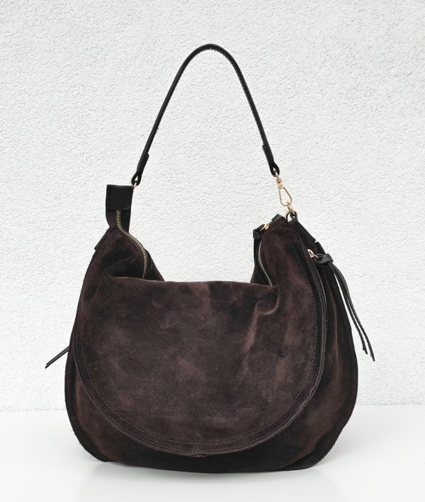 Czekoladowa zamszowa torebka worek listonoszka