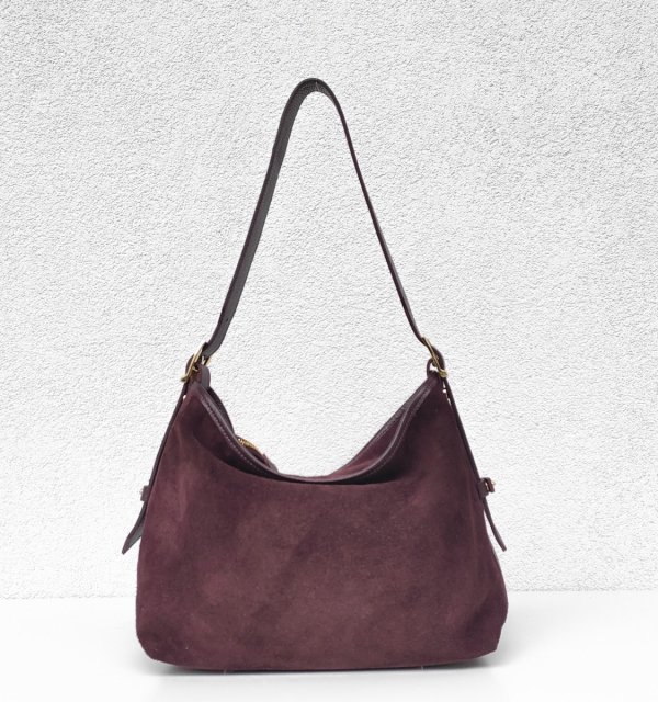 Klasyczna torebka na ramię zamszowa Vera Pelle skóra bordowa