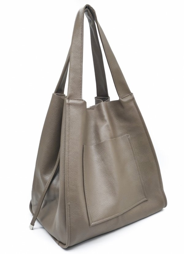 Vera Pelle Italy torebka shopper skóra naturalna beżowa taupe