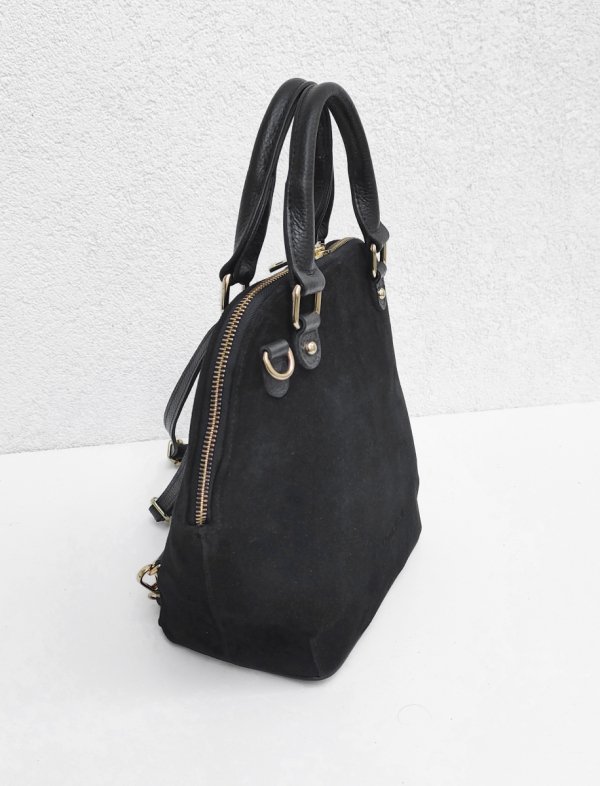 Zamszowy Plecak torebka listonoszka czarny Laura Biaggi