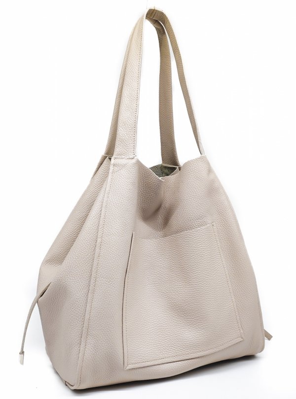 Vera Pelle Italy torebka shopper skóra naturalna beżowa Laura Biaggi