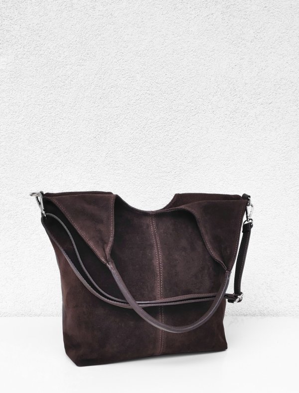 Zamszowy worek brązowy czekoladowy skóra naturalna