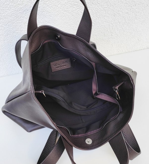 Torebka shopper Vera Pelle skóra czekoladowa