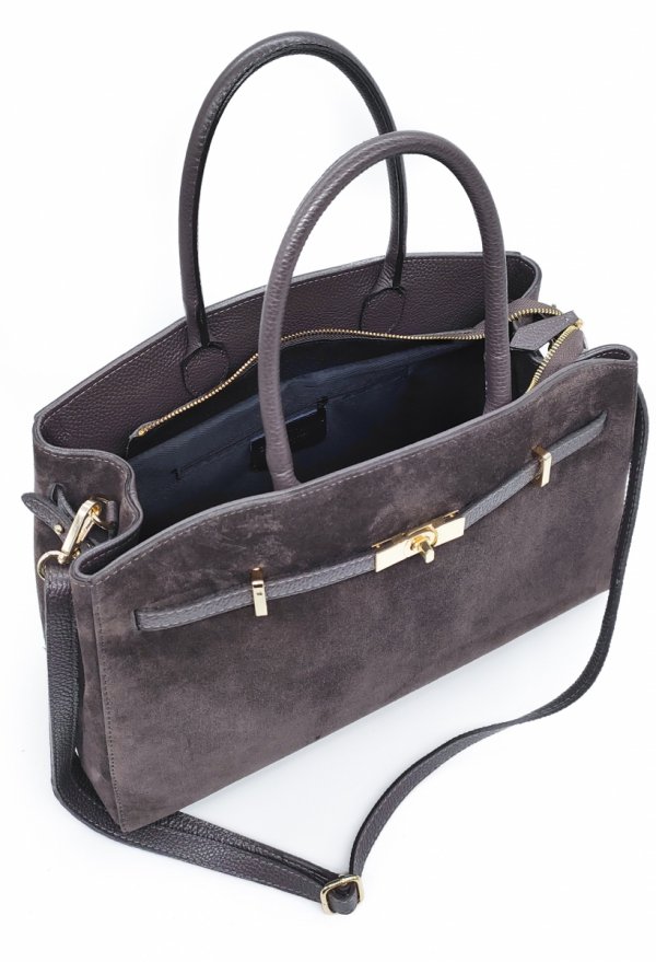 Torebka skóra zamszowa czekoladowa VeraPelle