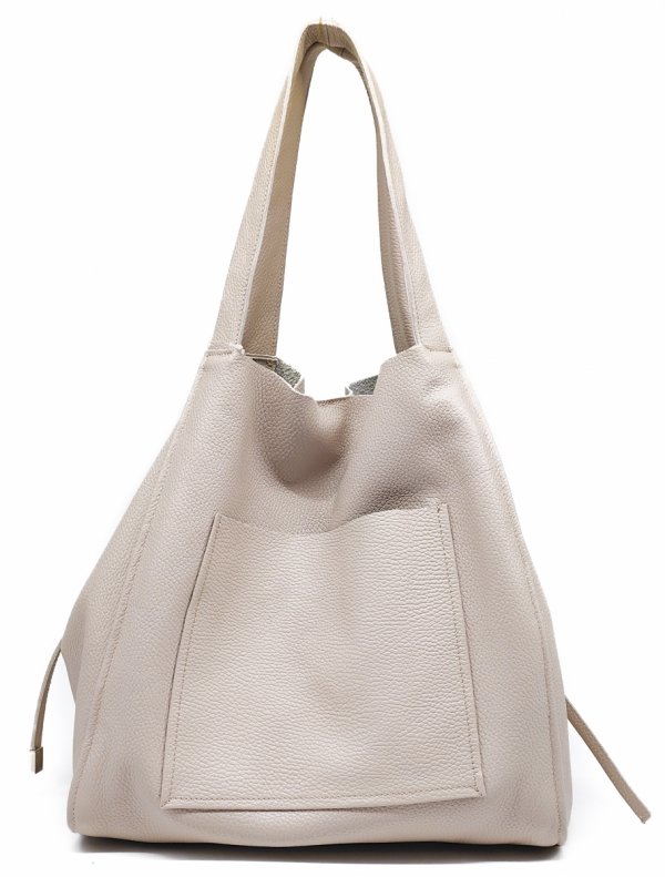 Vera Pelle Italy torebka shopper skóra naturalna beżowa Laura Biaggi