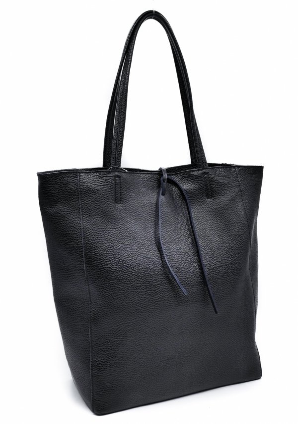 Vera Pelle torebka shopper skóra naturalna czarna Laura Biaggi
