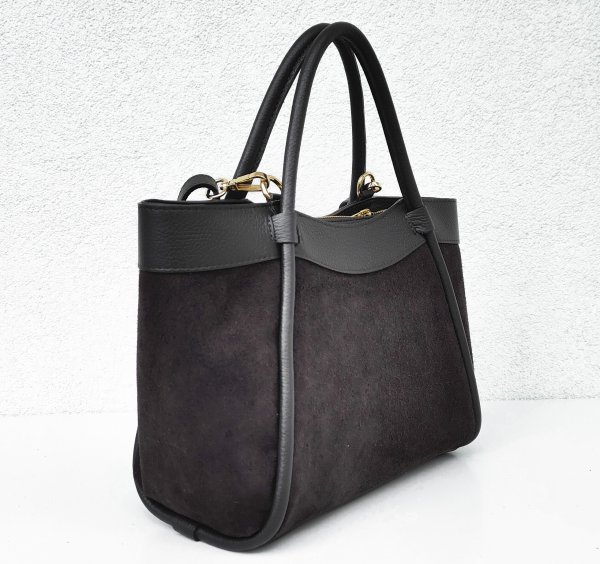 Klasyczna zamszowa torebka kuferek brązowa czekoladowa