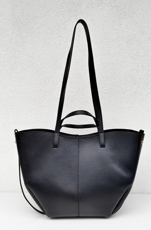 Torebka shopper Vera Pelle skóra naturalna czarna