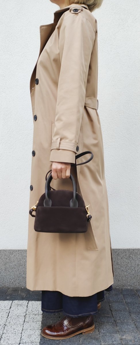 MINI Zamszowy czekoladowy kuferek Laura Biaggi