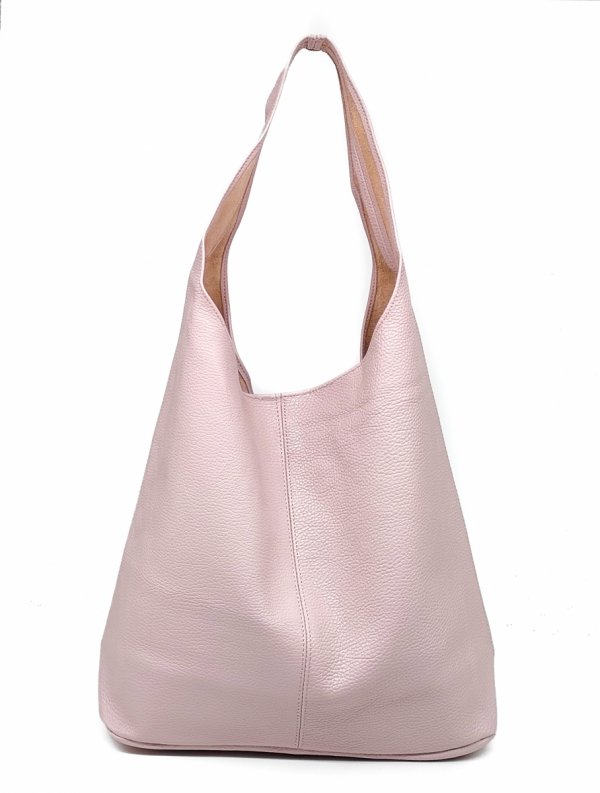 Różowy worek z naturalnej skóry vera pelle