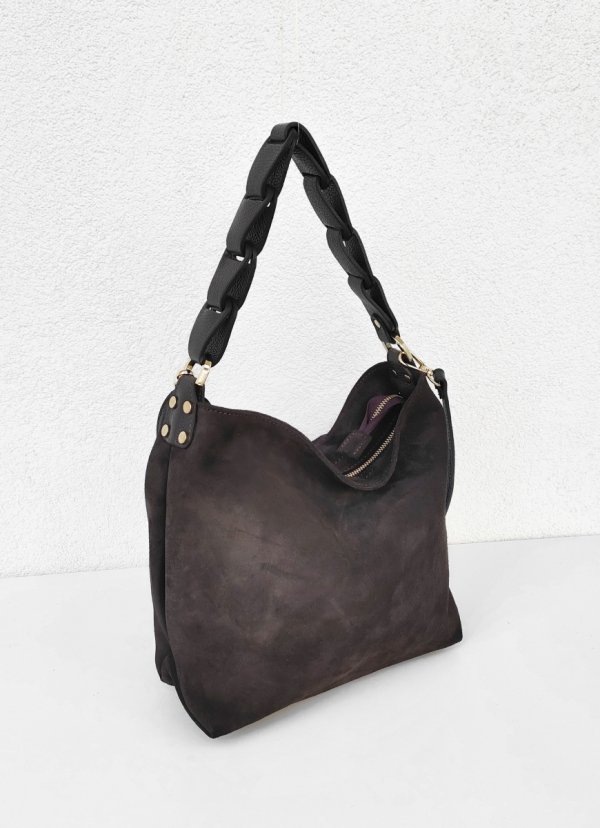 Torebka worek listonoszka torebka zamszowa czekoladowa Espresso