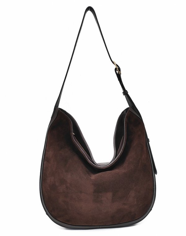 Torebka worek na skóra zamsz czekolada