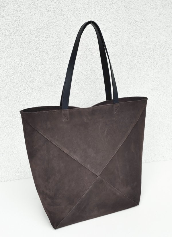 MAXI torba skóra zamszowa brązowa czekoladowa