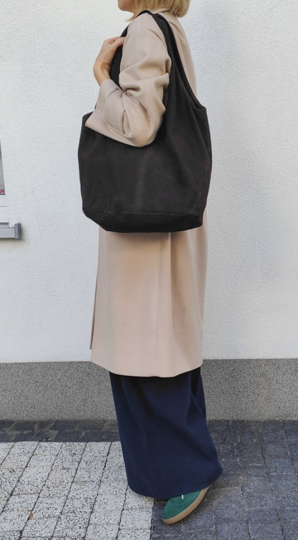 Zamszowy czekoladowy worek Vera Pelle