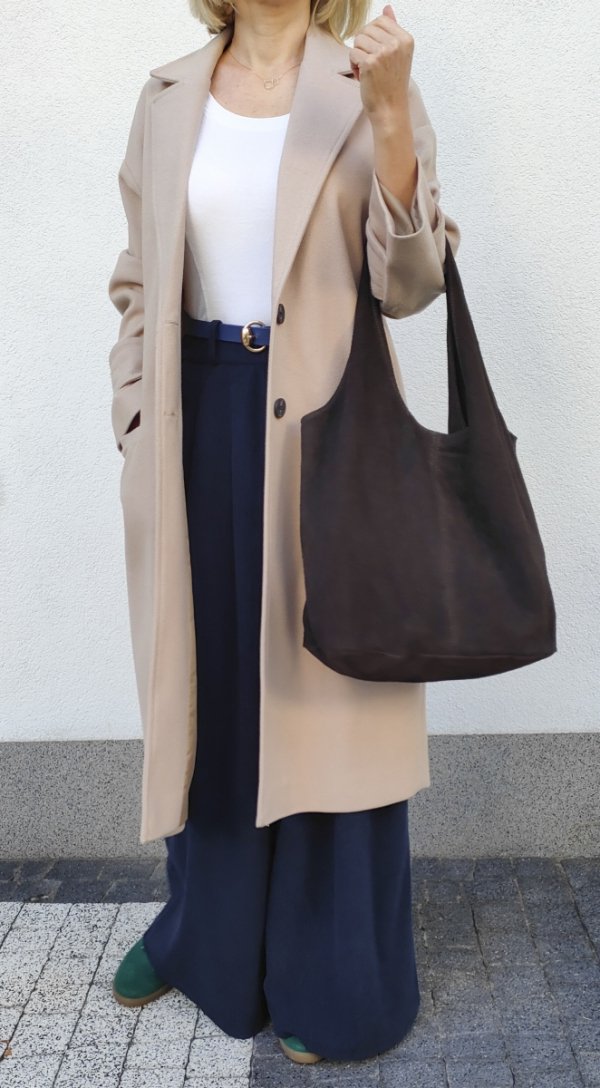 Zamszowy czekoladowy worek Vera Pelle