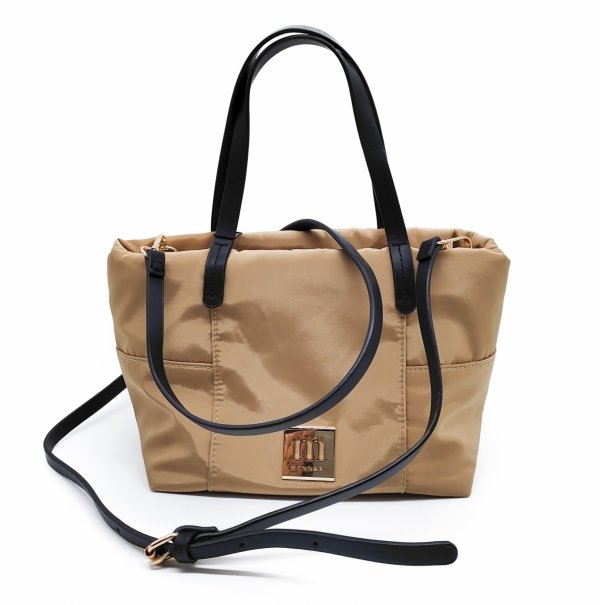 Torebka crossbody kuferek listonoszka na taśmowym pasku beżowa Monnari