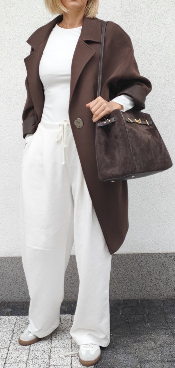 Torebka skóra zamszowa czekoladowa VeraPelle