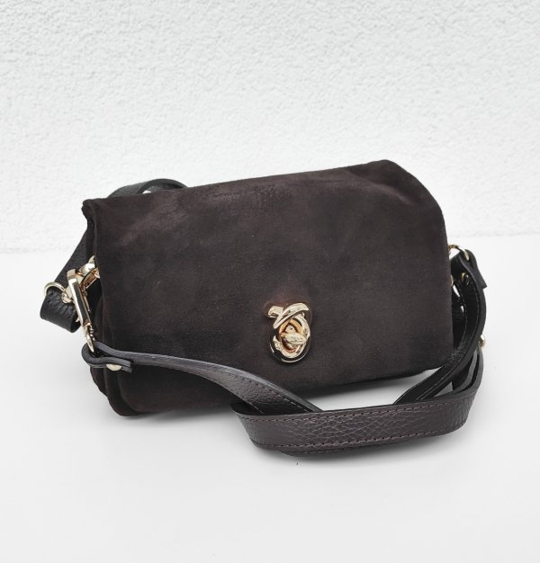 Mini zamszowa czekoladowa listonoszka Vera Pelle