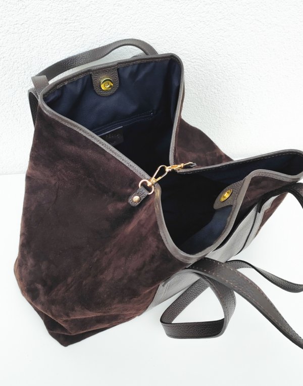 Zamszowy MAXI Shopper w czekoladowym kolorze