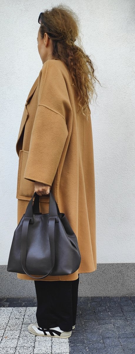 Torebka shopper Vera Pelle skóra czekoladowa