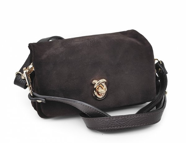 Mini zamszowa czekoladowa listonoszka Vera Pelle