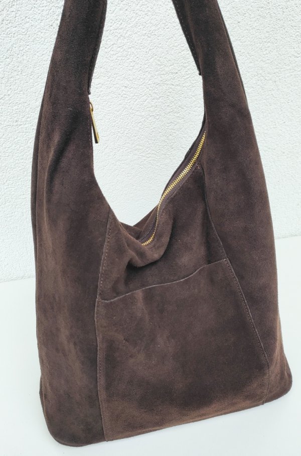 Zamszowy czekoladowy worek