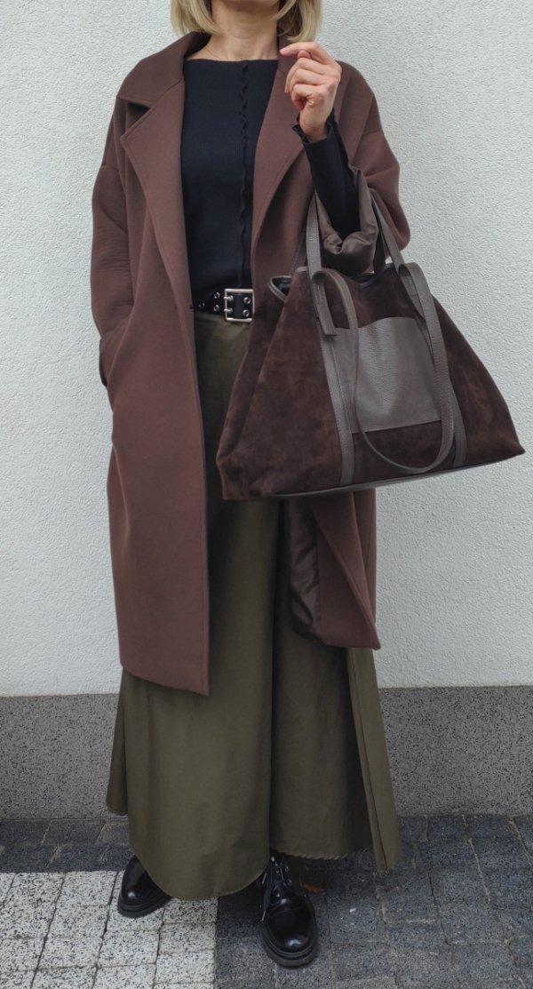 Zamszowy MAXI Shopper w czekoladowym kolorze