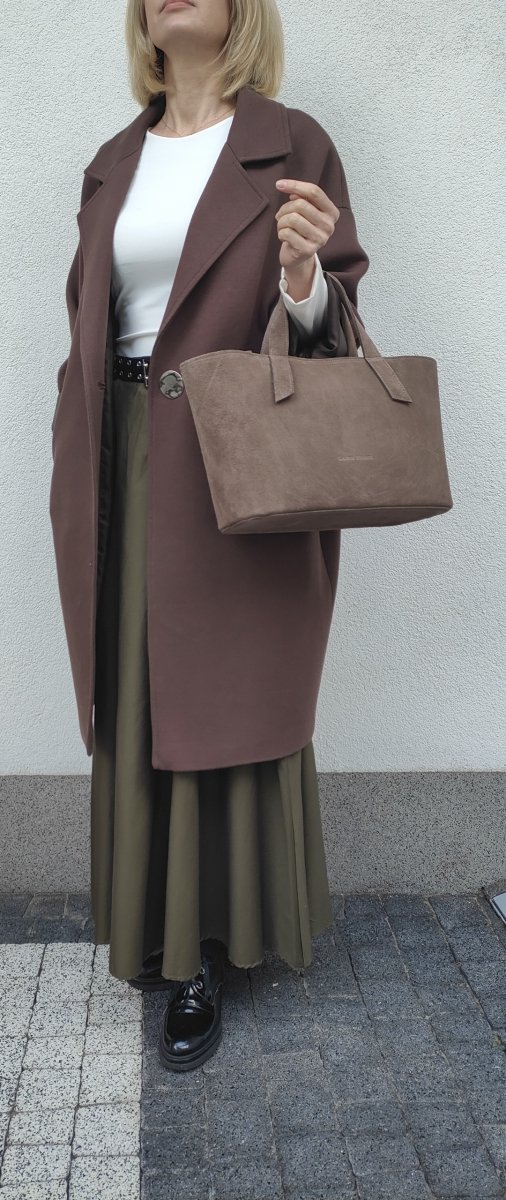 Klasyczna zamszowa torebka brązowa mocha mousse