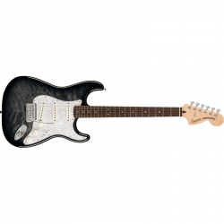 Squier FSR Affinity Series Stratocaster QMT Laurel Fingerboard White Pearloid Pickguard Black Burst