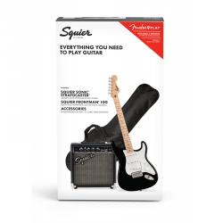 Squier Sonic Stratocaster Pack Maple Fingerboard Black Gig Bag 10G 230V EU