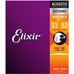 Elixir NanoWeb Bronze Custom Light 11-52 Struny do gitary akustycznej