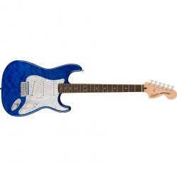 Squier FSR Affinity Series Stratocaster QMT Laurel Fingerboard White Pearloid Pickguard Sapphire Blue Transparent