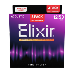 Elixir 16568 11-52 3-pak Phosphor Bronze