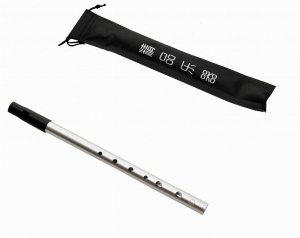 Flażolet metalowy z etui Whistle-2 srebrny