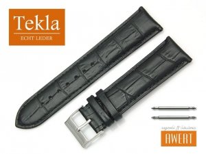 TEKLA 22 mm pasek skórzany PT41 czarne szycie