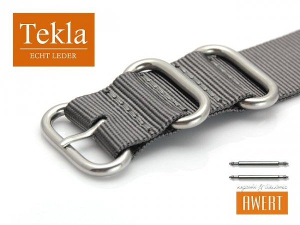 TEKLA 22 mm NATO HEAVY TN01 pasek nylon szary