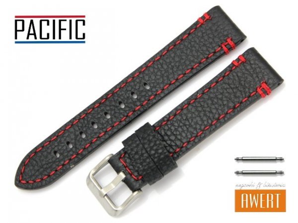 PACIFIC 22 mm pasek skórzany W112 czarny W112-1RE-22