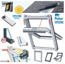 Elektro-Dachfenster Keylite PVC PCP KTG SPEK Solar Elektrofenster mit Handheld-Fernbedienung mit 15 Kanälen 3-fach-Verglasung Uw= 1,0 Schwingfenster aus Kunststoff Weiß PVC mit Wärmedämmblock