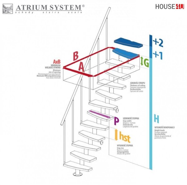Mittelholmtreppen modular Systemtreppen ATRIUM DIXI  RAL 9006 Schwarz 11 Stufen Natürliche Erle  Modular Systemtreppe Mini-Treppen Geschosshöhe: 222 - 300 cm Anzahl Steigungen: 11 Stk.
