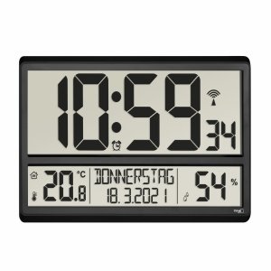 TFA 60.4520.01 zegar elektroniczny ścienny biurowy sterowany radiowo DCF z termohigrometrem duży 36 cm