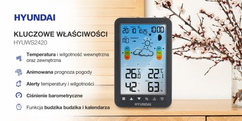 Hyundai WS 2420 – stacja meteorologiczna bezprzewodowa z czujnikiem i DCF